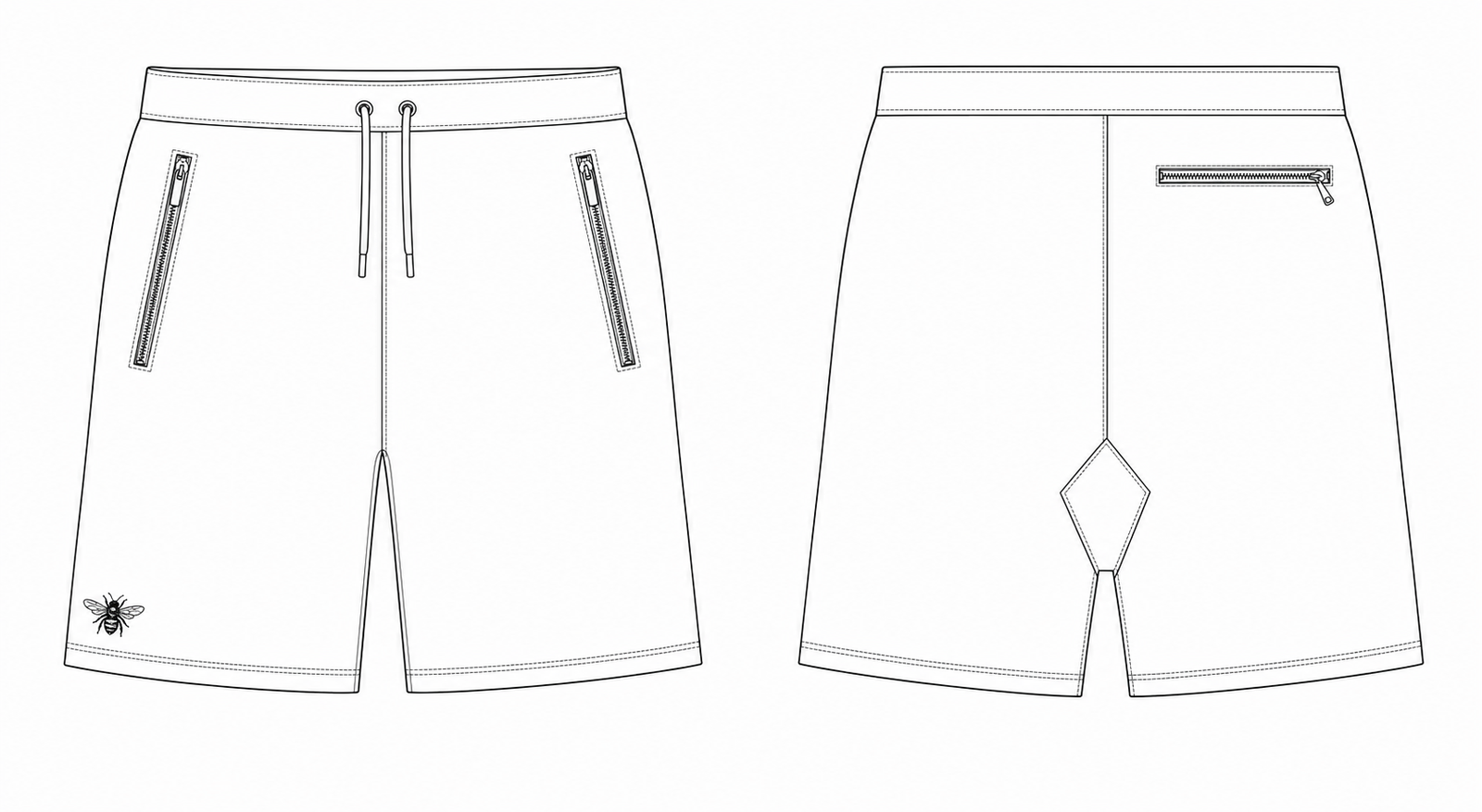 The Short — technical flat drawing