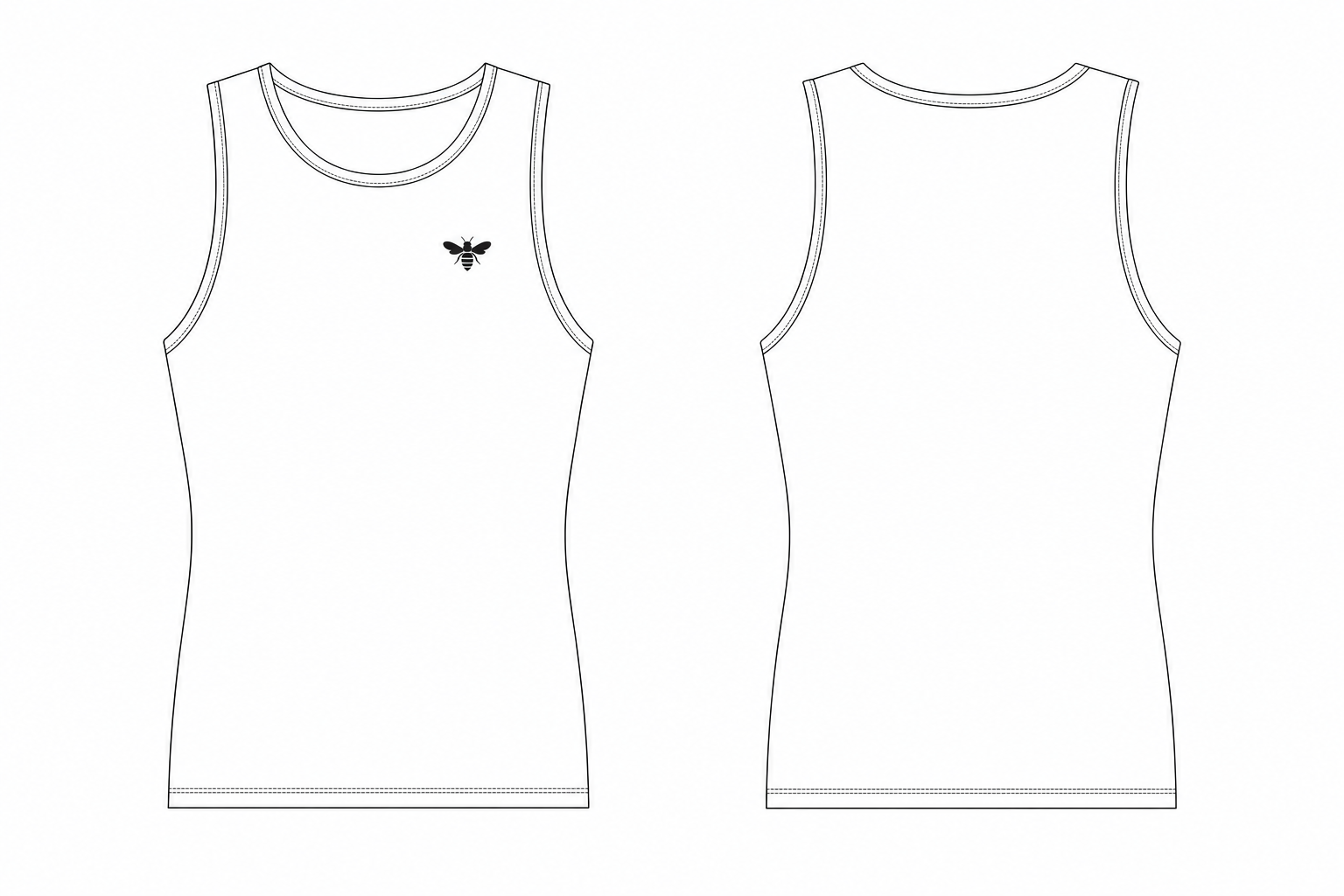 The Tank — technical flat drawing